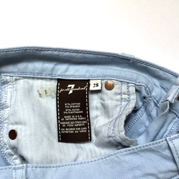 SEVEN 7 FOR ALL MANKIND WOMENS THE SLIM CIGARETTE SKINNY PASTEL BLUE JEANS 28 - Picture 3 of 5